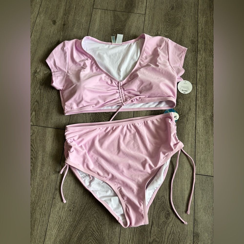 Decree full coverage purple  Ruched Bikini Set
